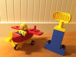 Lego Duplo Set 2676 Flugzeug rot m Pilotin gelb blau,oh OVP