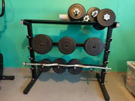 Hantel Set mit Ständer und Hantelstange, Top Zustand!