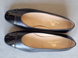 Tanino Crisci ballerines en cuir noir 35 faites main NEW