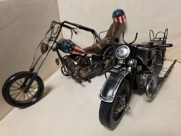 2 grosse Metall Deko-Motorräder Vintage Chopper