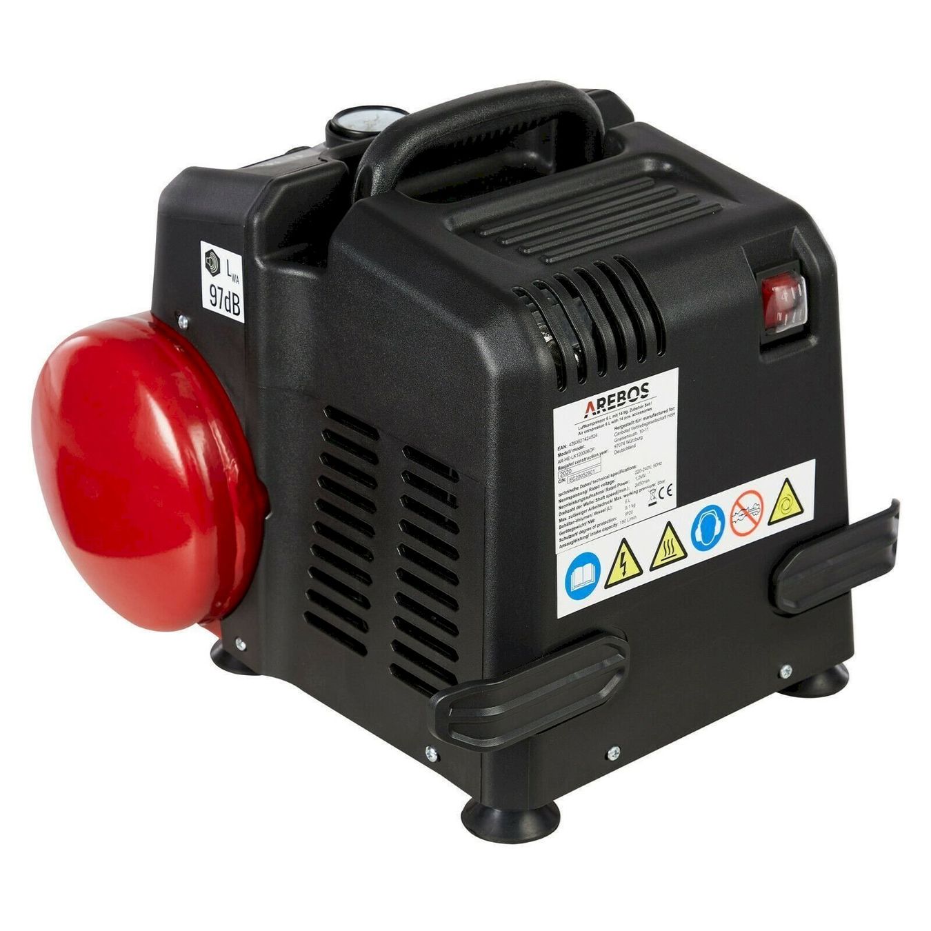 Compressori: AREBOS Druckluft Luftkompressor 6L 1200W – Nuovo e nell'imballaggio originale da Bottighofen venduto da zaap 5