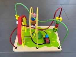 Motorikschleife aus Holz, Motiv Bauernhof