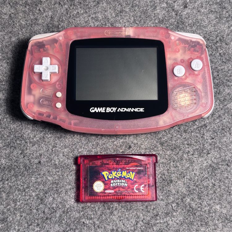 Gameboy Advance Rosa-Transparent + Pokemon Rubin / Deutsch (Gebraucht ...