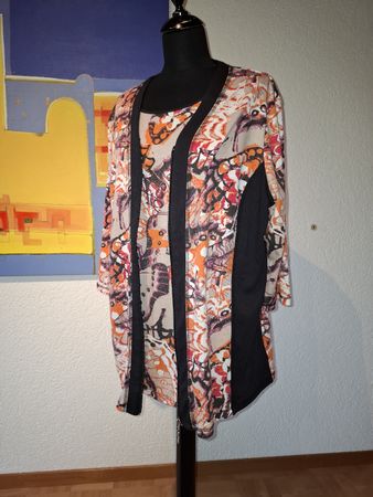 Gr. 50 Top & leichte Jacke Orange Herbst plussize trendy 34