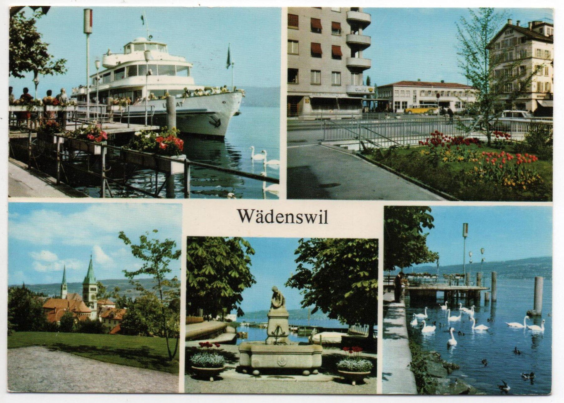 Cartes postales: WÄDENSWIL Schiff Limmat, Bahnhof, Postauto – D'occasion à Jona par philajona