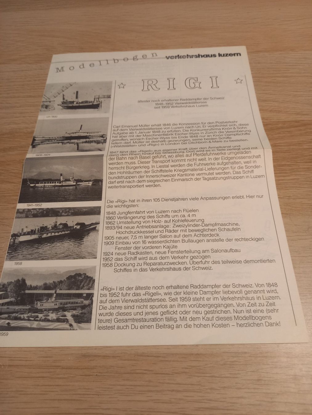 Kit bricolage: Original Bogen Dampfschiff Rigi zum selber Basteln! – Usato da Luzern venduto da titanic68 4