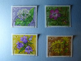 1991Pro Juventute J319-322 ET Halbmond Waldblumen Bern