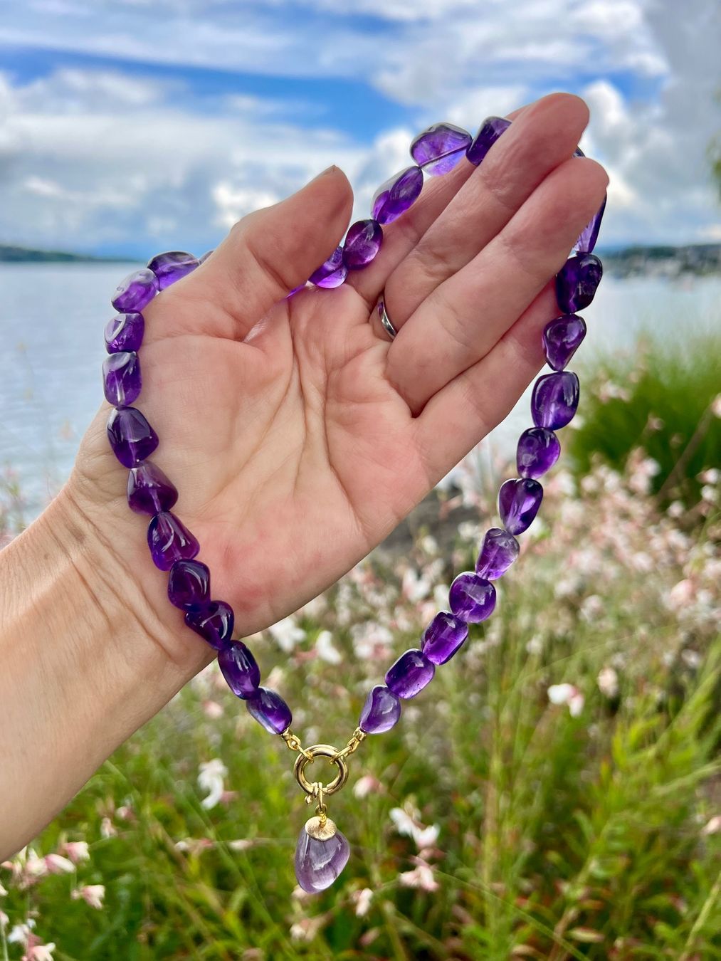 Catenine: Amethyst Halskette Silber Vergoldet – Nuovo e nell'imballaggio originale da Rüschlikon venduto da ThereseJewelryDesign 4