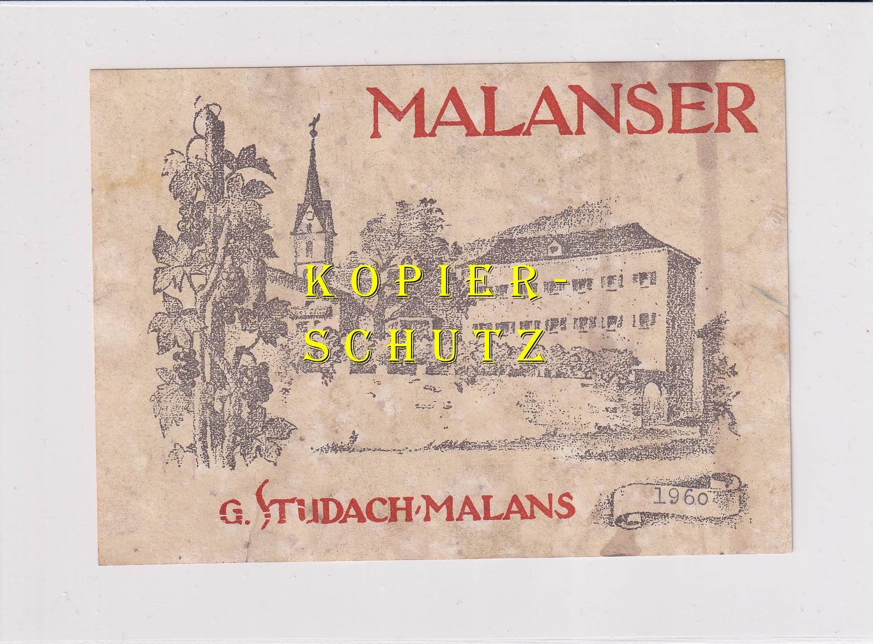 Carta: Etikette - Malanser 1960 /bd – Usato da Hombrechtikon venduto da Rudolf07