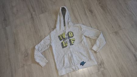 Wolf Kinder-Sweatjacke mit Kapuze, Grösse 152 / 158, Grau
