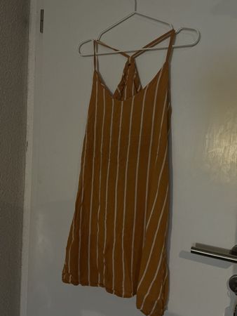 Sommerkleid kurz gestreift Senfgelb Trägerkleid Gr. S