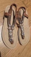 Damen-Sandalen Gr. 38 – Sommerlich mit Glitzer & Schmuckstei