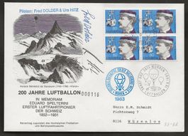 Ballon Schweiz 1983 Mürren Luftpost