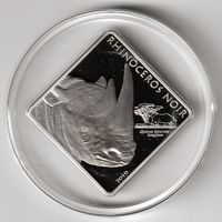 Kamerun 2010 2 oz Silber Schwarzes Nashorn PP mit Ruthenium