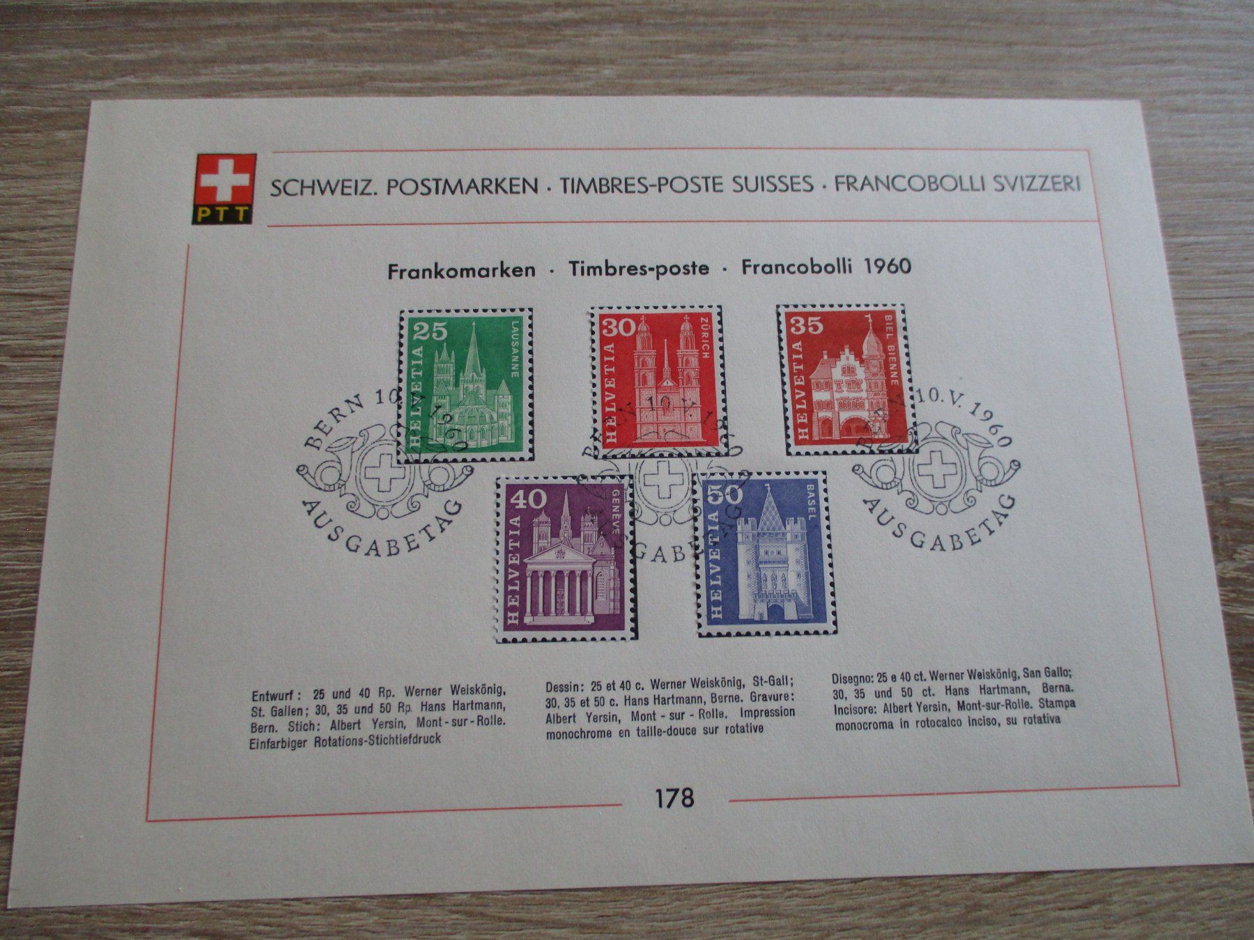 Alle Briefmarken: Feuille de collection n° 177 - 180  250.-- – Gebraucht aus Boécourt von Denteles66 1