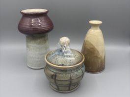 3x Studiokeramik Vase Set Mid Century 60er 70er Set
