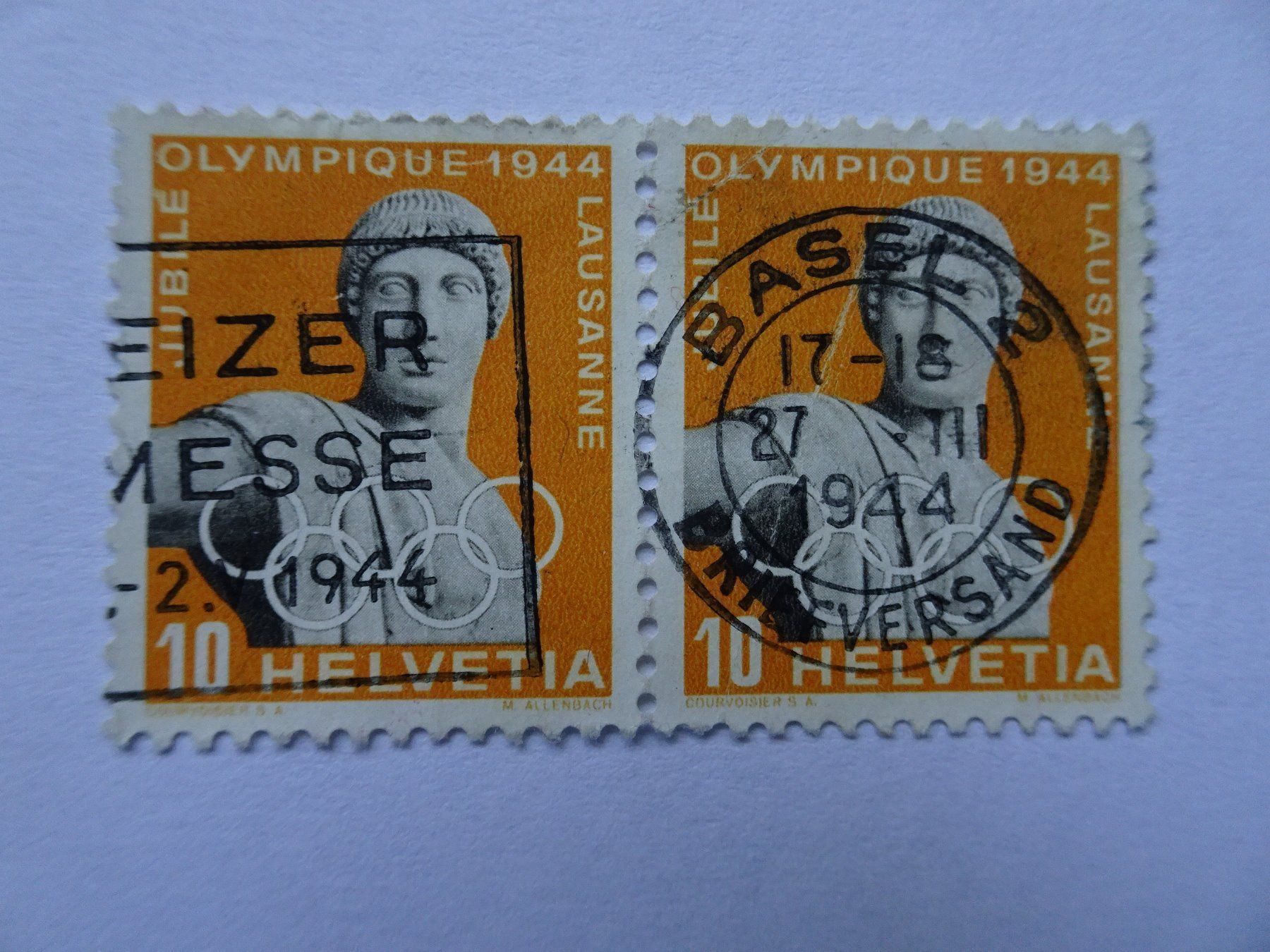 Alle Briefmarken: 1944  Zweier-Streiffen – Gebraucht aus Aadorf von Chnorli-Furz 1