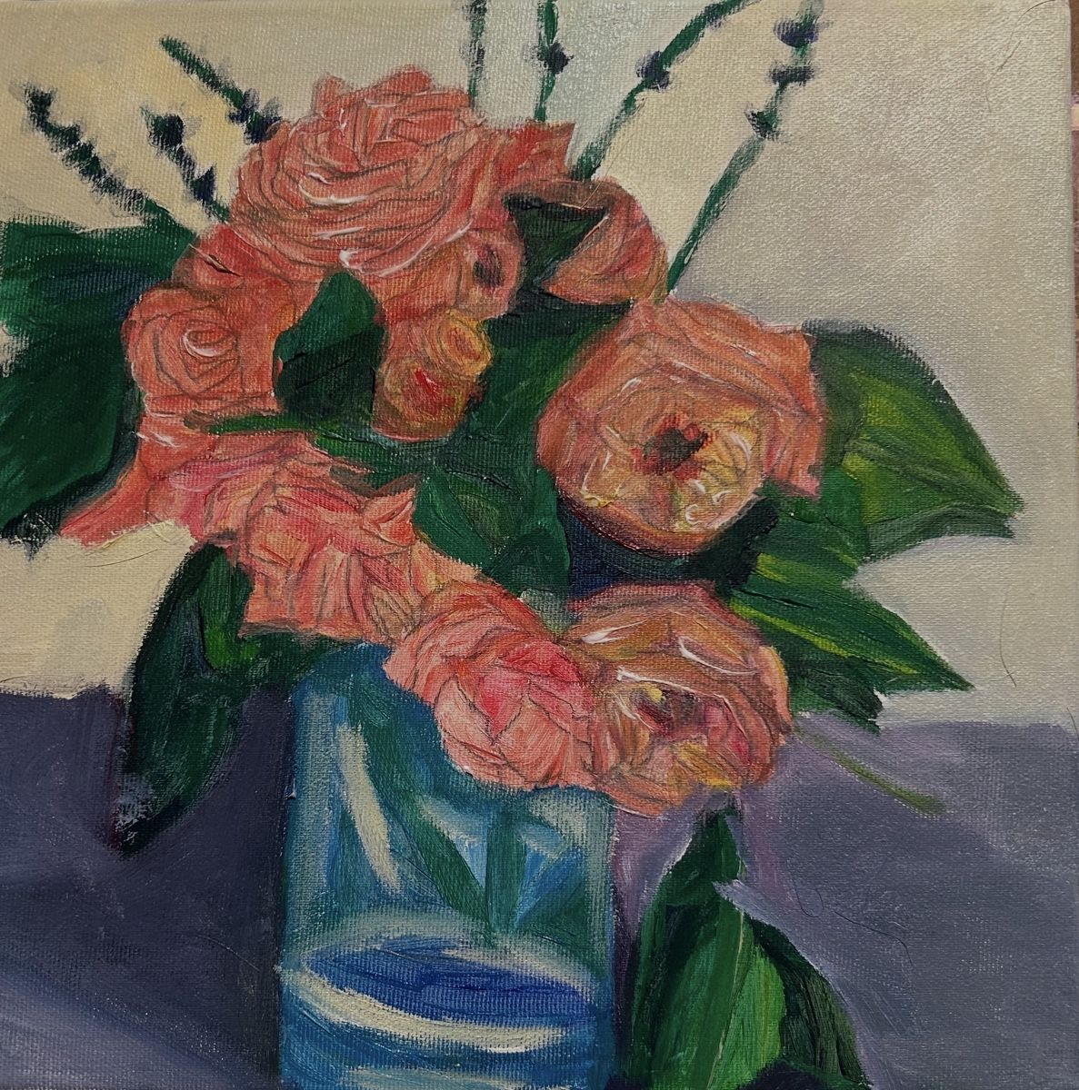 Gemälde: Blumenstillleben, Acrylgemälde, Rosen, Kunst, Handgemalt 50 – Neu und originalverpackt aus Niederglatt ZH von Sils-Maria