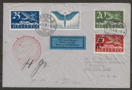 1936 : CH Brief  mit Deutscher Luftpost nach New York