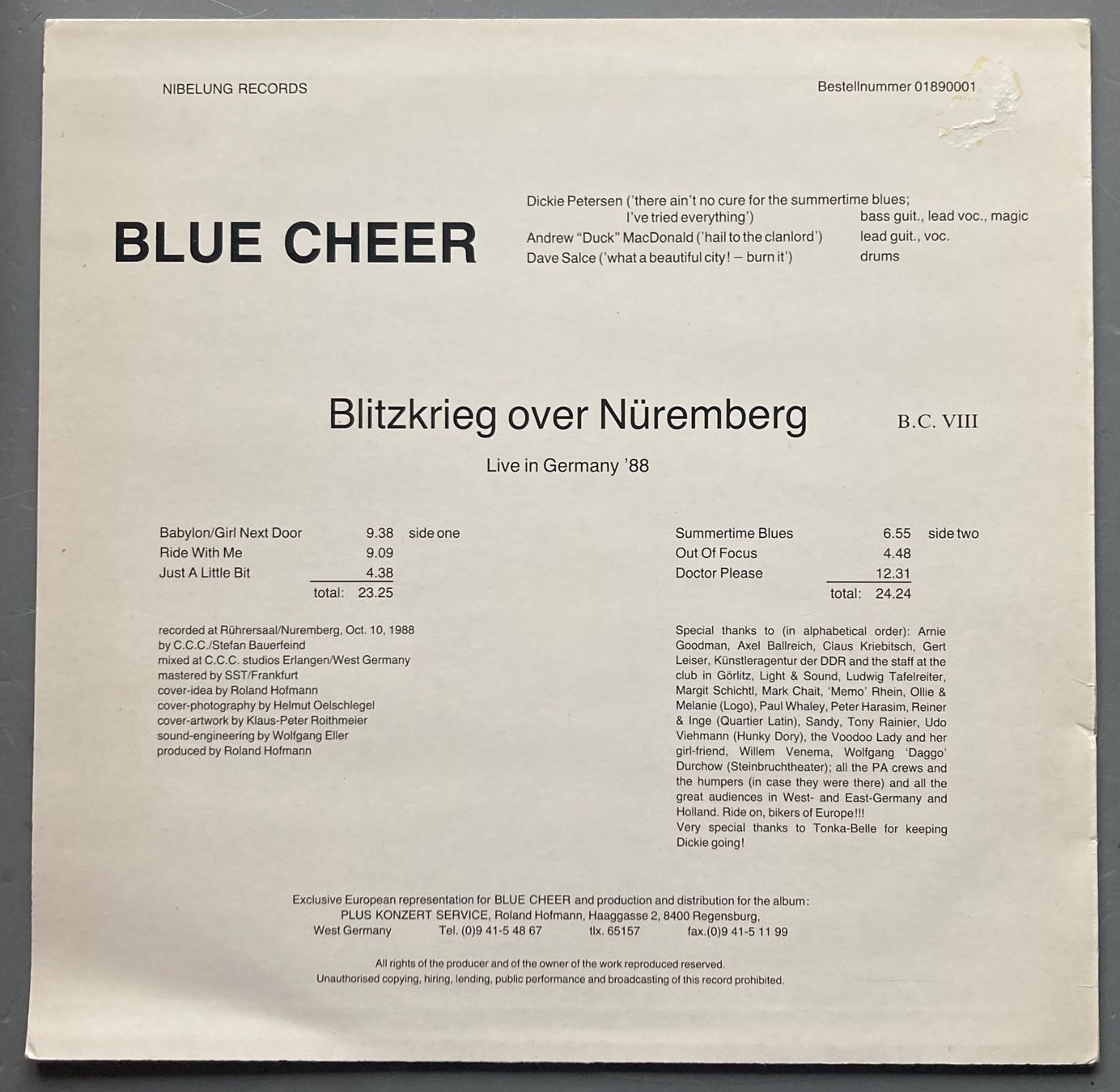 Schallplatten: BLUE CHEER - BLITZKRIEG OVER NÜREMBERG – Gebraucht aus Poliez-Pittet von Newtown-Records 1