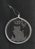 Fensterbild mit Katze, Durchmesser 5.5 cm