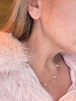 Silber Schmuckset mit Perlen Kette und Ohrringen