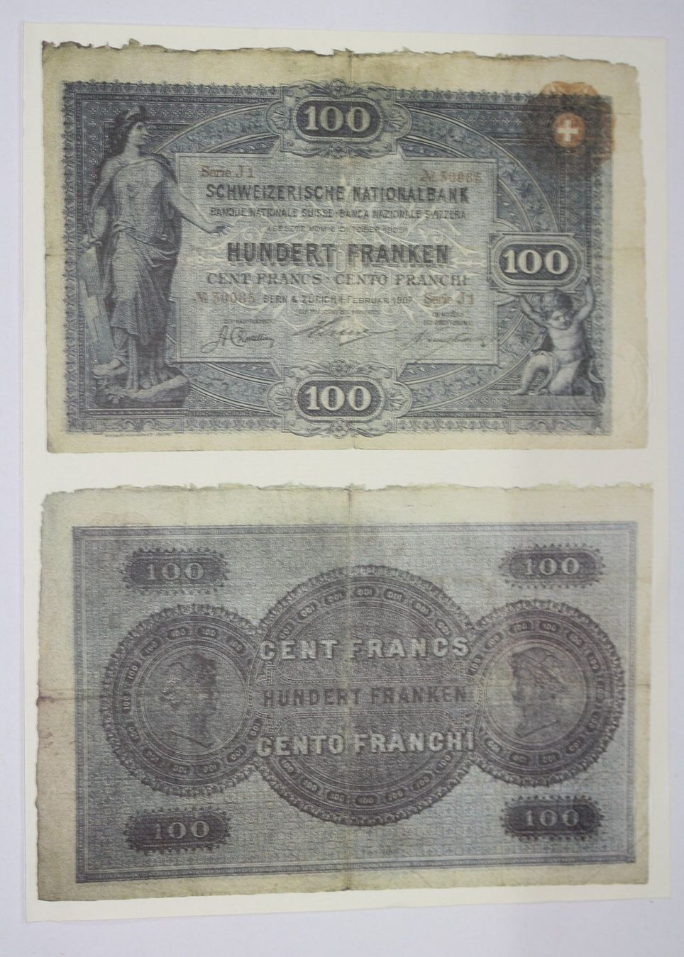 Banconote: 100 Franken Note 1907 Nachdruck – Nuovo (secondo la descrizione) da Chur venduto da Invinoveritas