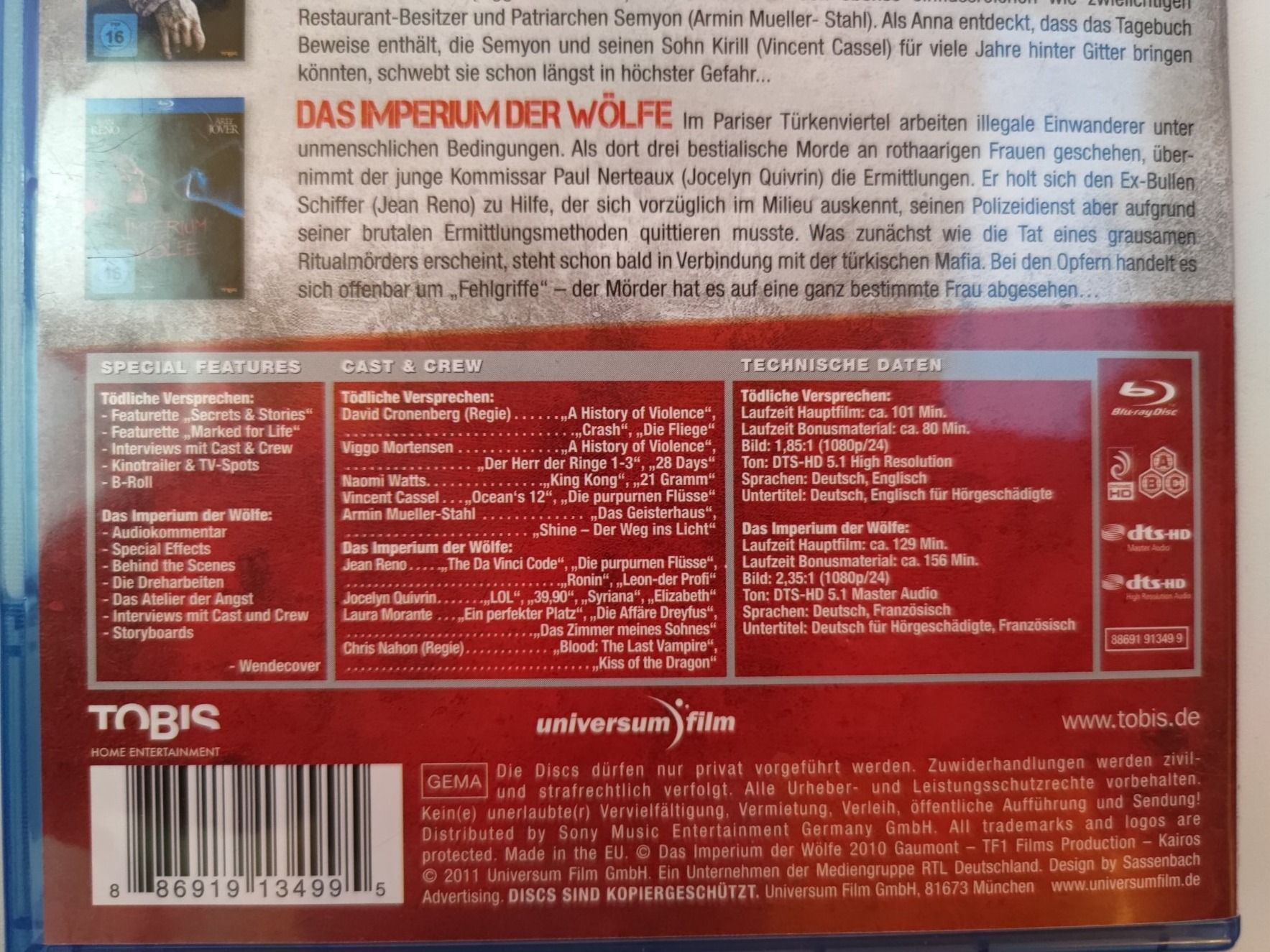 Tutti i DVDs: Tödliche Versprechen & Das Imperium der – Usato da Liestal venduto da Kratzilla 3