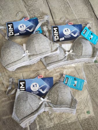 Soutien-gorge DIM gris clair NEUF - Taille 70A