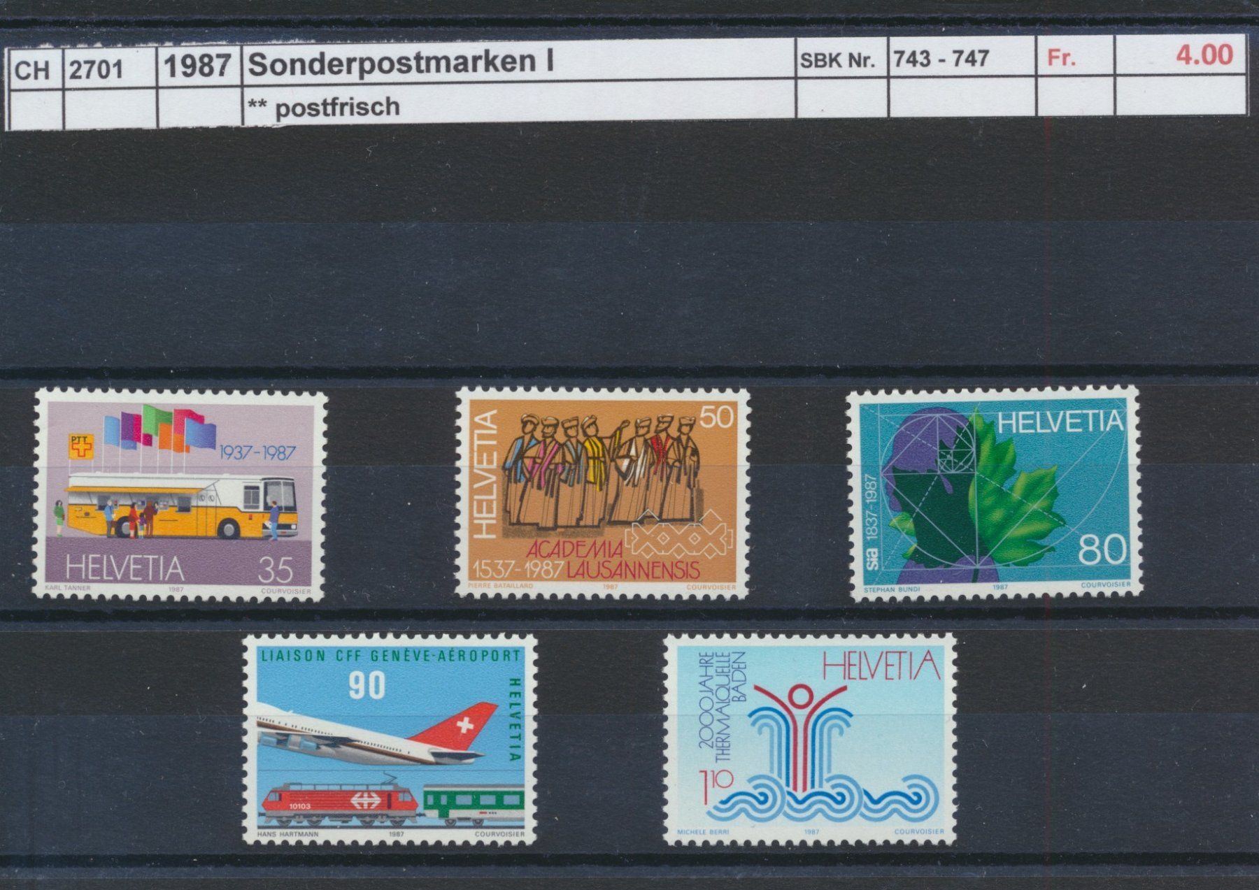 Tous les timbres: 1987 "Sonderpostmarken I", ** postfrisch – Neuf (Voir description) à Winterthur par Zupogeru