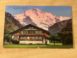 Alte Ansichtskarte Berner Oberland - Haus mit Bergpanorama!