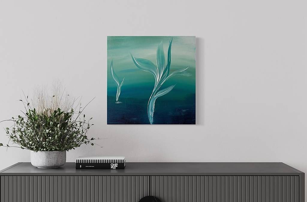 Dipinti: 40x40cm Bild grünblau "Stillness" – Nuovo e nell'imballaggio originale da Urdorf venduto da manuela4