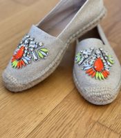 Espadrilles beige mit Steinen Applikation gebraucht