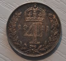 SILBER / 4 Pence - George V / 1911 / Maundy Coinage / RAR!!!