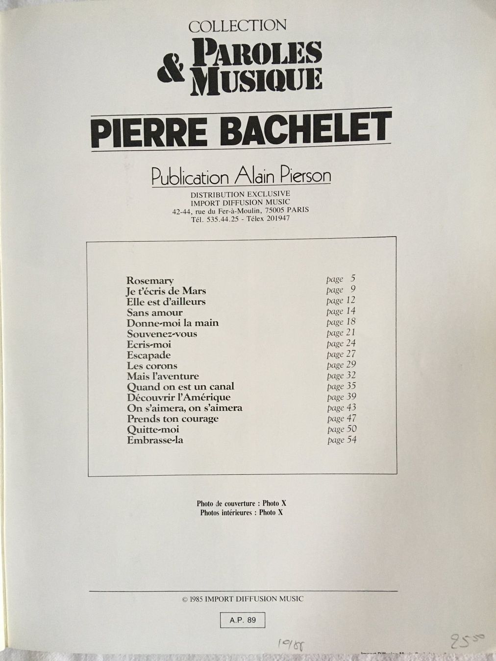 Libri: PIERRE BACHELET – Ses plus grands succès – Nuovo (secondo la descrizione) da St-Blaise venduto da partita-ch 1