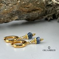 Creolen10 mm mit Iolith - Sterling Silber 925 gelbvergoldet