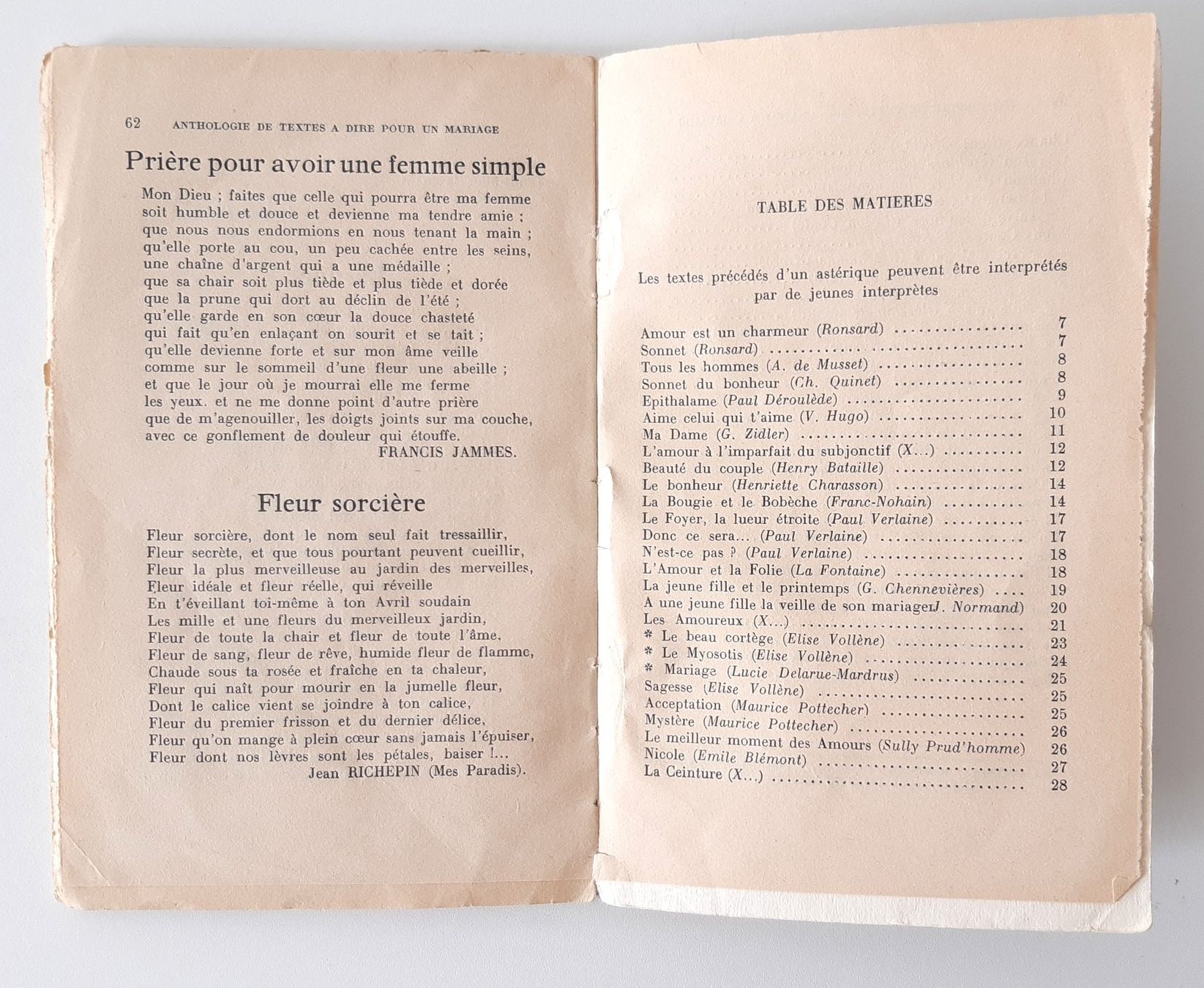 Libri: Anthologie de textes à dire "Mariage" – Usato da Savagnier venduto da Marderuth 2
