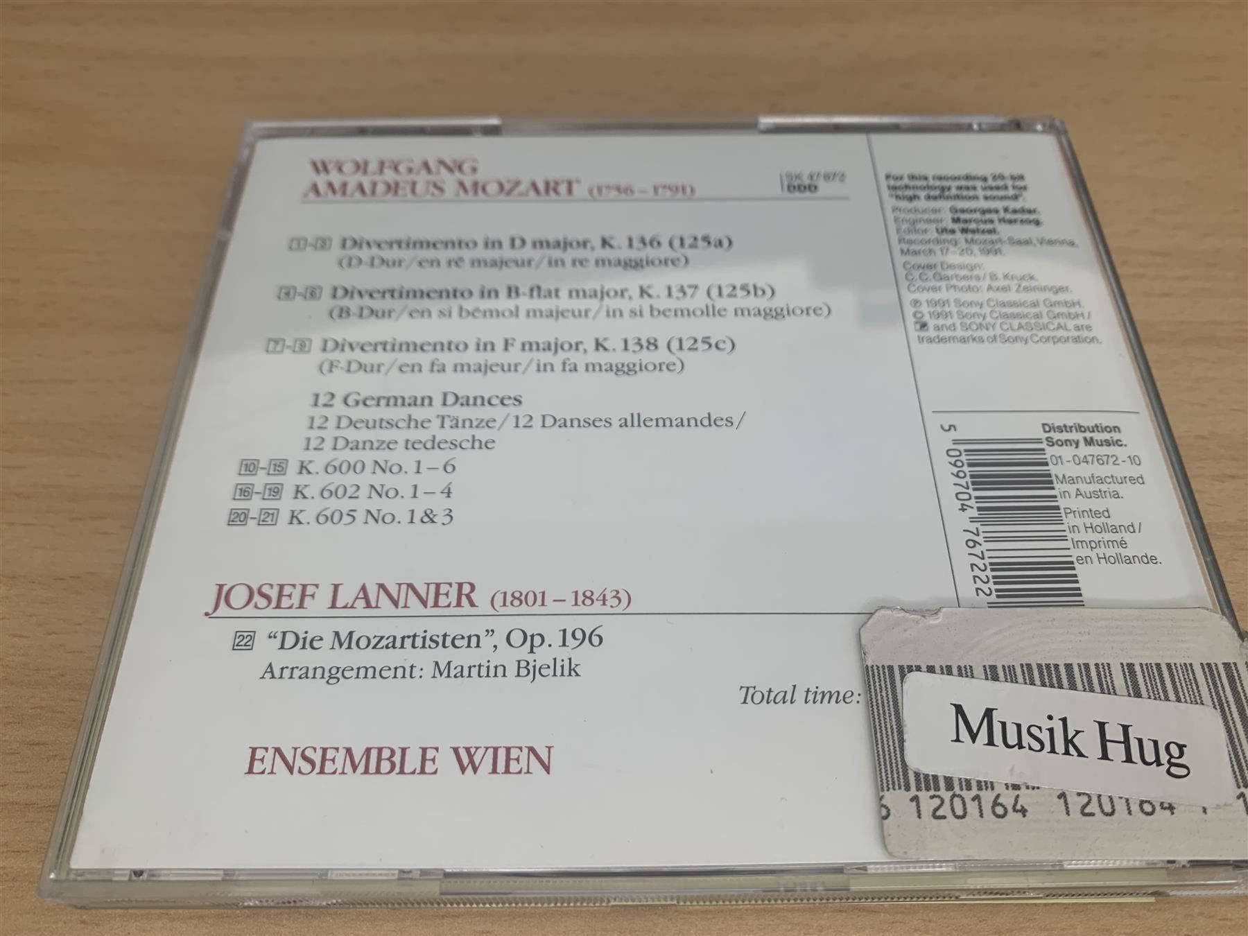 CD: Mozart - Ensemble Wien – Usato da Rikon im Tösstal venduto da Alpenmutz 1