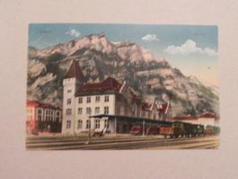 Karte Glarus Bahnhof Zug Bahn 1920