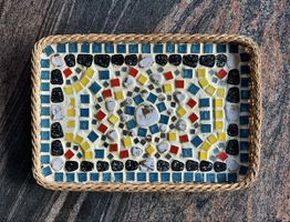 Schönes Vintage Tablett Mosaik 70er Jahre Shabby Chic Deko R