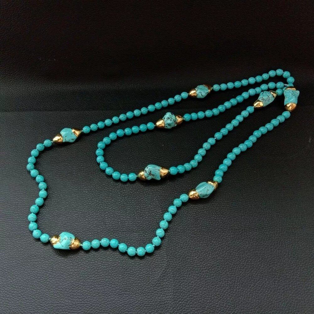 Ketten: Wunderschön Türkis lange Halskette Perle Collier Turquoise – Neu (gemäss Beschreibung) aus Prilly von ilyria73 4