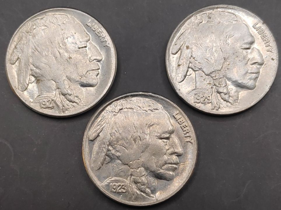 Tutti le monete: 3x 5 Cent "Buffalo Nickel" (1923/27/29) – Usato da Sirnach venduto da Trekk64