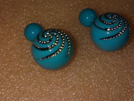 ohrringe modeschmuck hellblau und silber farbe glanzig