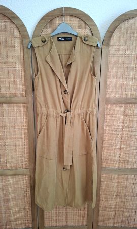Robe longue safari sans manches ZARA taille S beige