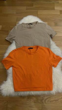 🍂 Zara Damen herbstliche T-Shirts, Grösse S, Orange&Beige