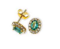 Ohrringe Gelbgold 750 mit 2 Smaragden Total 0.89ct.