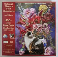 Puzzle SunsOut "Katze mit Blumen" 500 Grössere Teile