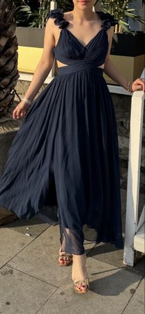 Wunderschönes Sommer-Abendkleid dunkelblau Gr. M