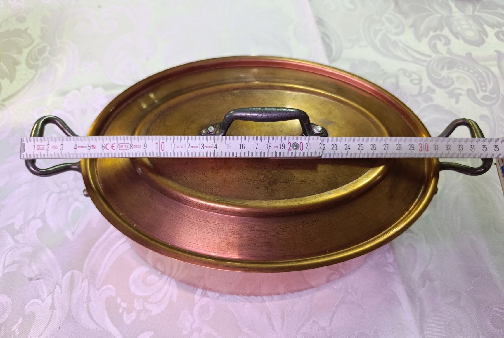 Altri mobili d'antiquariato: Antike Kupfer-Kasserolle oval mit Messingdeckel – Usato da Zürich venduto da Brocki_ZurichZH