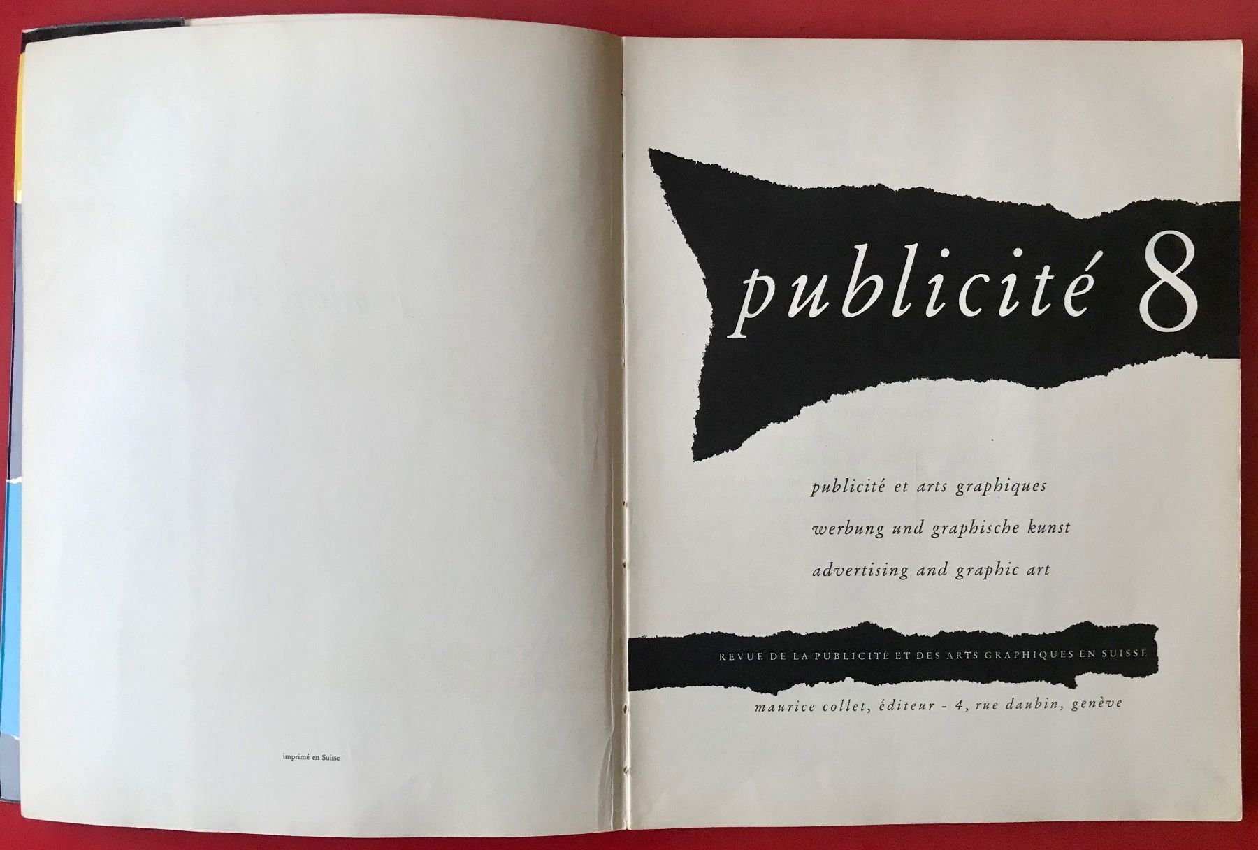 Bücher: PUBLICITÉ 8 Katalog CH-Werbung 52 RAR – Gebraucht aus Zürich von EYEBOOKS 1